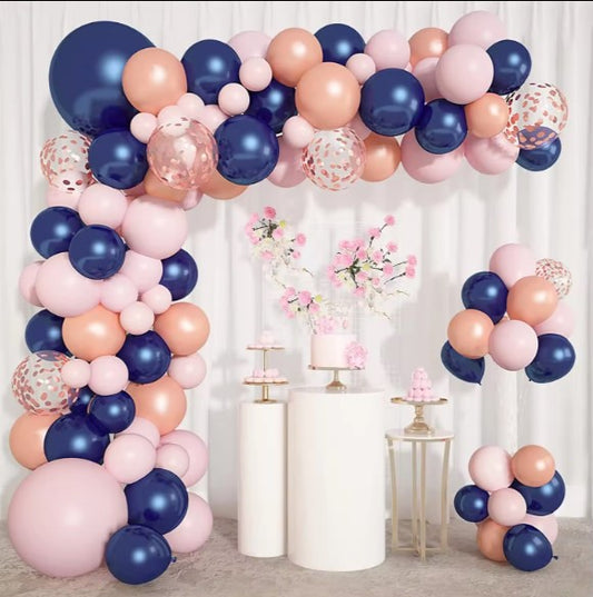 Rose Gold Navy Blue Balloon Arch Kit