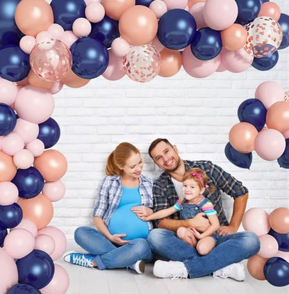 Rose Gold Navy Blue Balloon Arch Kit